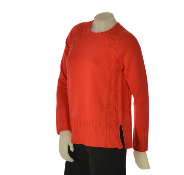 MAGLIONE DONNA VALERIE GIROCOLLO TRECCE SPACCHI LANA MERINO EXTRAFINE ART. 1011