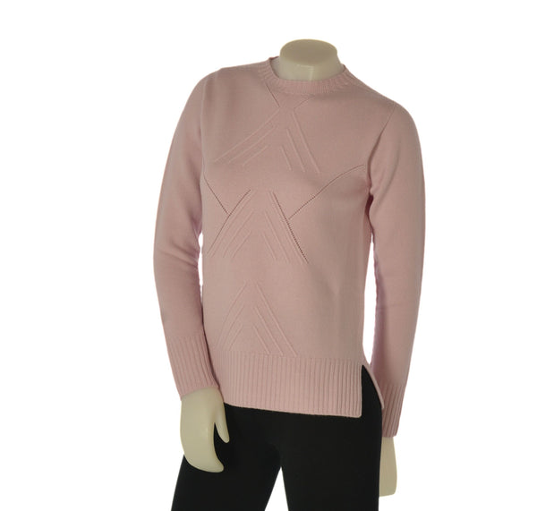 MAGLIONE DONNA VALERIE GIROCOLLO LAVORATO SPACCHI LANA MERINO EXTRAFINE ART.1122