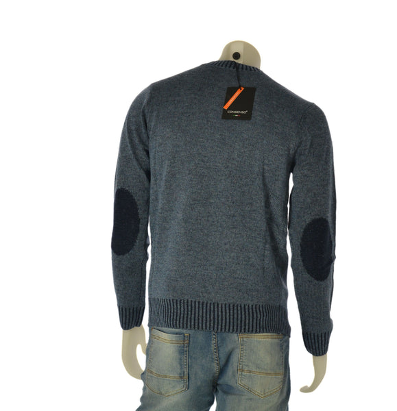 MAGLIONE UOMO CONSENSO GIROCOLLO MELANGE TOPPE LANA  ART. 4155 225