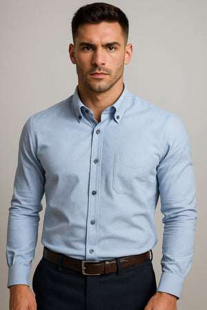 CAMICIA UOMO GREANCHIO MANICA LUNGA COLO CON BOTTONCINI TASCHINO VESTIBILITA REGOLARE PURO COTONE ART ELLIOT