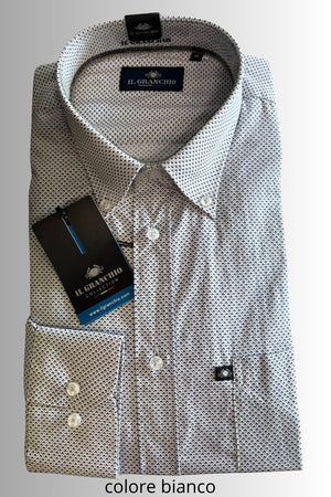 CAMICIA UOMO GRANCHIO VESTIBILITA REGOALRE BOTTONCINI TASCHINO PURO COTONE ART DIPLO MANICA LUNGA