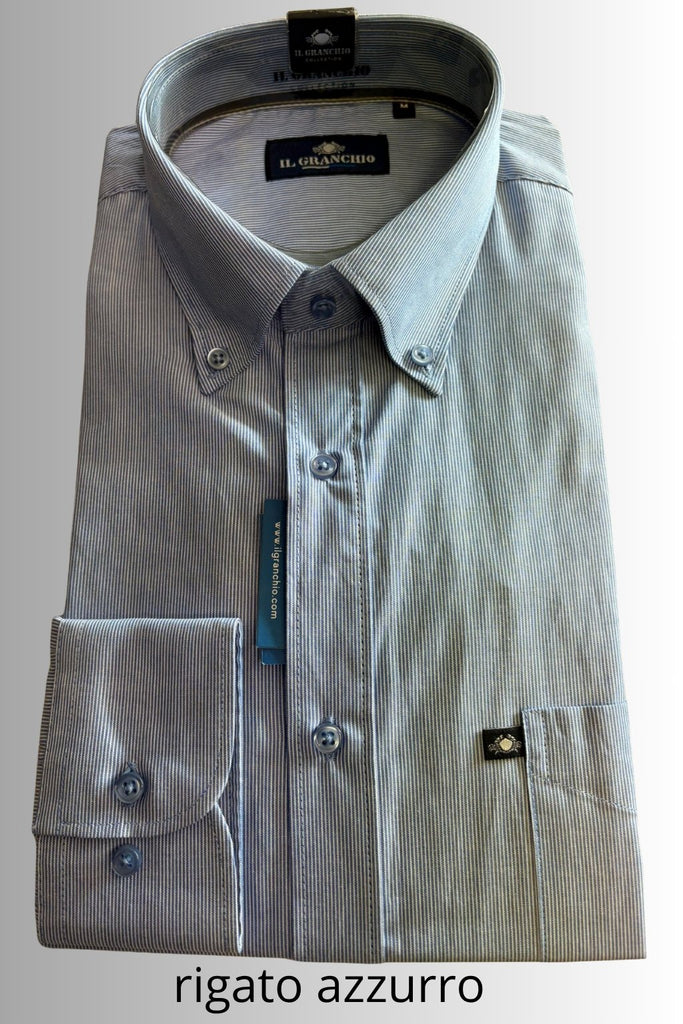 CAMICIA UOMO GRANCHIO VESTIBILITA REGOLARE PURO COTONE COLLO CON BOTTONCINI TASCHINO ART PONTE