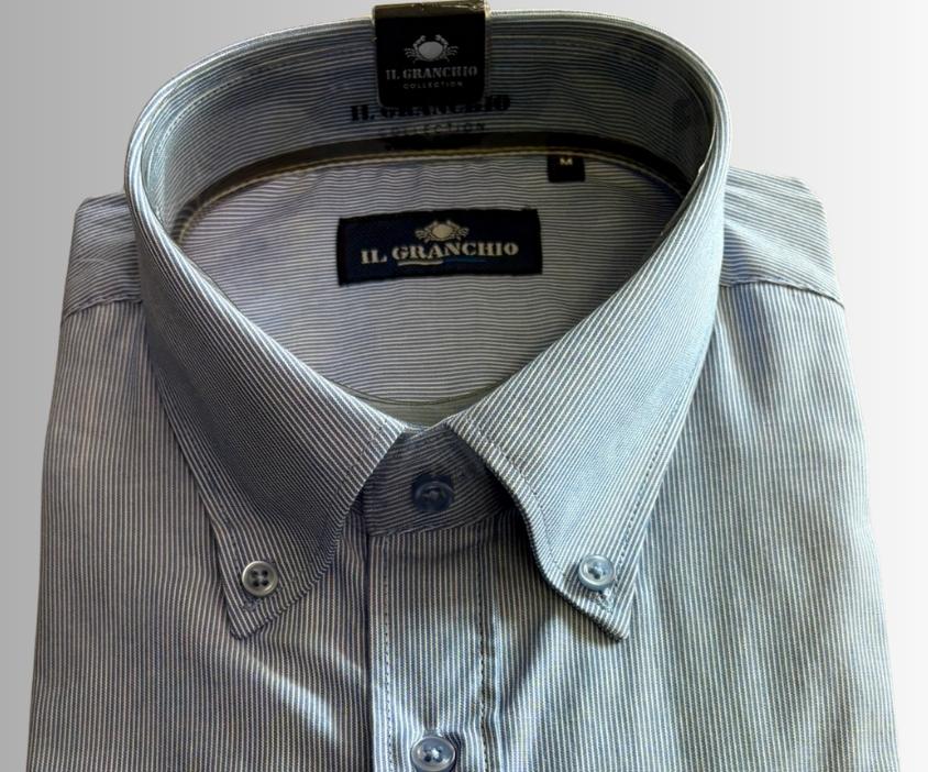 CAMICIA UOMO GRANCHIO VESTIBILITA REGOLARE PURO COTONE COLLO CON BOTTONCINI TASCHINO ART PONTE