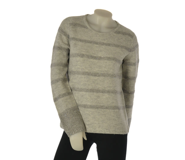 MAGLIONE DONNA GAIA B GIROCOLLO RIGHE  LUREX MICRO PAILLETTES ART. 315
