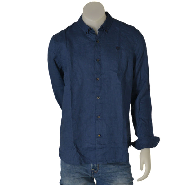 CAMICIA UOMO LINO MANICA LUNGA BOTTONI LEGGERA  SLIM STONDATA MARCA TIMBERLAND ART. TB0A2DC3