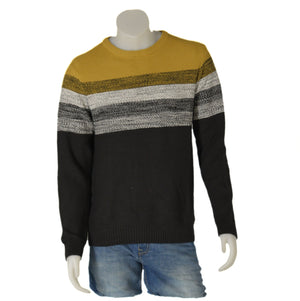 MAGLIONE UOMO COTONE GIROCOLLO POLSINI FASCIA RIGATO MARCA LOSAN ART.LMNAP0202_23012