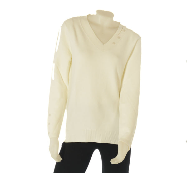 MAGLIONE DONNA SCOLLO POLSINIMFASCIA APPLICAZIONI MARCA COVERI ART. DC823