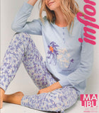 PIGIAMA DONNA PURO COTONE SERAFINO BOTTONI POLSINI PALME INFIORE ART. MLA651677