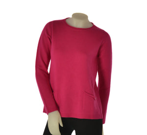 MAGLIONE DONNA RAGAZZA GIROCOLLO LANA TASCHINI MARCA APRICOT ART.Z9147/BOT