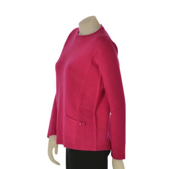 MAGLIONE DONNA RAGAZZA GIROCOLLO LANA TASCHINI MARCA APRICOT ART.Z9147/BOT