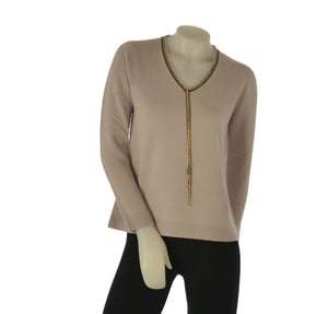 MAGLIONE DONNA RAGAZZA SCOLLO V LANA CATENELLE MARCA RIVA TRICOT ART. B115617
