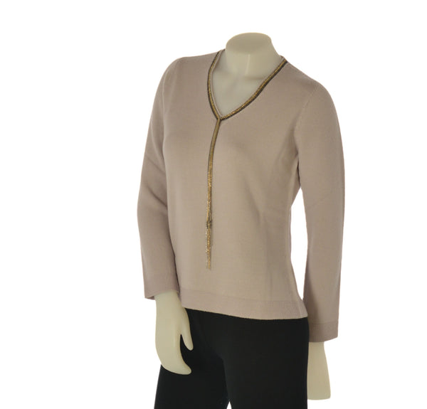 MAGLIONE DONNA RAGAZZA SCOLLO V LANA CATENELLE MARCA RIVA TRICOT ART. B115617