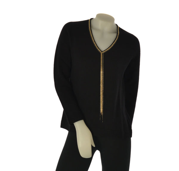 MAGLIONE DONNA RAGAZZA SCOLLO V LANA CATENELLE MARCA RIVA TRICOT ART. B115617