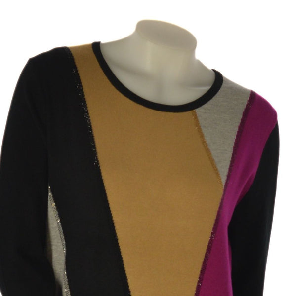MAGLIONE DONNA RAGAZZA FANTASIA STRASS GIROCOLLO MARCA COVERI ART. DC1043