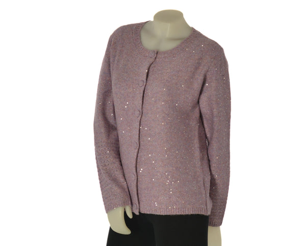 MAGLIONE DONNA RAGAZZA CARDIGAN GIROCOLLO BOTTONI MICROPAILLETTES MARCA GAIA B ART. 307