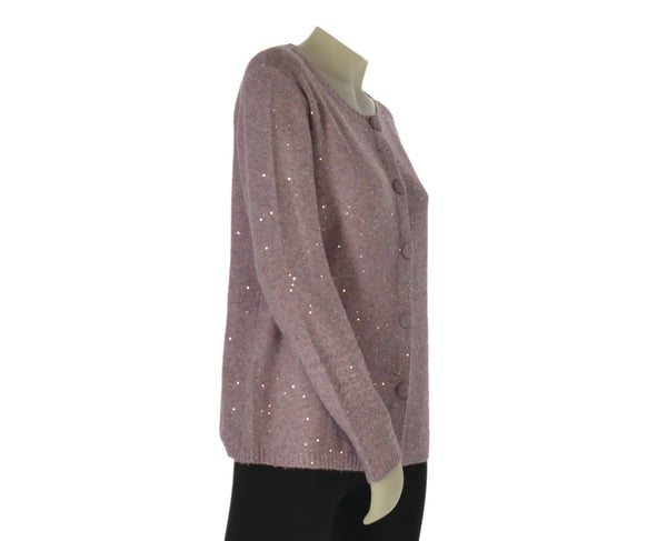 MAGLIONE DONNA RAGAZZA CARDIGAN GIROCOLLO BOTTONI MICROPAILLETTES MARCA GAIA B ART. 307