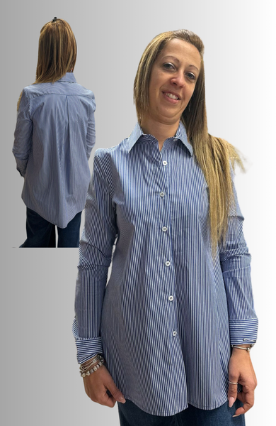 CAMICIA DONNA MANICA LUNGA FANTASIA A RIGHE MISTO COTONE  EMANUELA COSTA ART. 1182-25