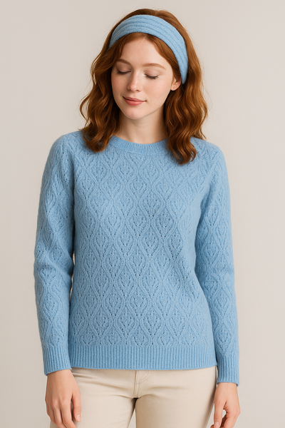 MAGLIONE DONNA RIVA TRICOT GIROCCOLLO MOTIVO TRAFORI ART. B315320