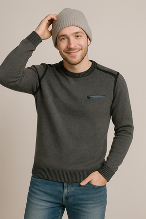 MAGLIONE UOMO CONSENSO GIROCOLLO TOPPE TASCHINO ART. 4357 225