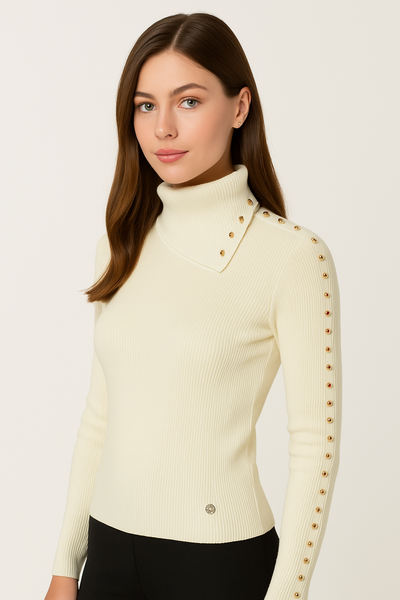 MAGLIONE DONNA RAGAZZA SCOLLO A BARCA CON BORCHIE MARCA GRIFFAI ART. 4171