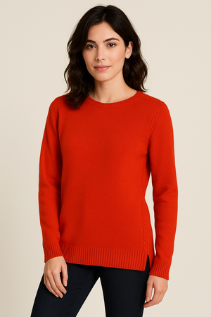 MAGLIONE DONNA RAGAZZA LANA TRECCE SPACCHI GIROCOLLO MARCA ELEONORA DELBONO ART. GM32