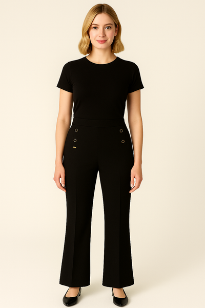 PANTALONE DONNA ELASTICO IN VITA PALAZZO ELEGANTE  EMANUELA COSTA ART. 35710-25