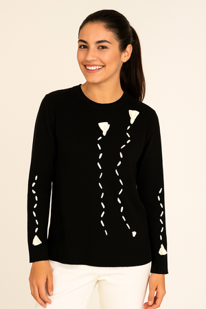 MAGLIONE DONNA RAGAZZA  GIROCOLLO FIORI RASO MARCA  RIVA TRICOT ART. B115317