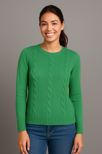 MAGLIONE DONNA RAGAZZA LANA GIROCOLLO TRECCE MARCA VALERIA GHITTORI ART. 1071