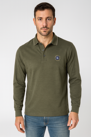 POLO UOMO COTONE PURO LOGO MANICA LUNGA  IL GRANCHIO ART. 51MGR47