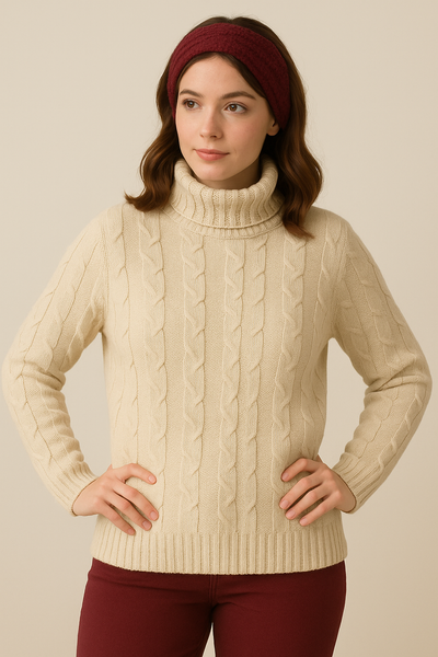 MAGLIONE DONNA VALERIE TRECCE CIAMBELLA LANA MERINO EXTRAFINE ART. 1151