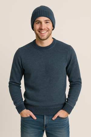 MAGLIONE UOMO CONSENSO GIROCOLLO MELANGE TOPPE LANA  ART. 4155 225