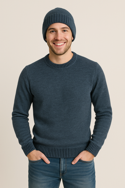 MAGLIONE UOMO CONSENSO GIROCOLLO MELANGE TOPPE LANA  ART. 4155 225