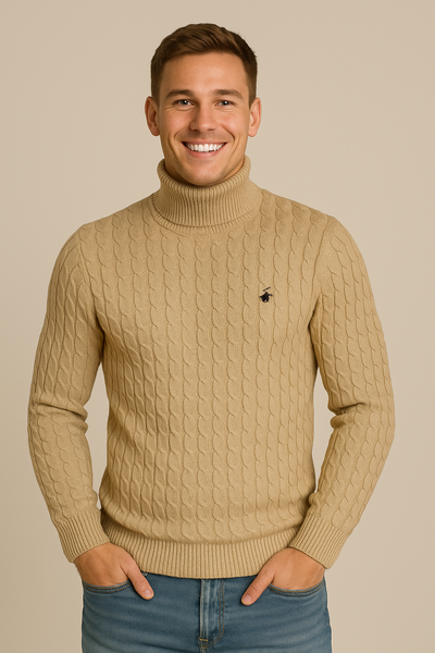 MAGLIONE UOMO BEVERLY HILLS POLO CLUB DOLCEVITA TRECCE LOGO ART. M431719