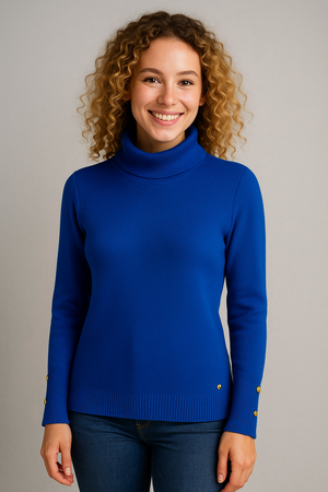 MAGLIONE INVERNALE DONNA COLLO DOLCEVITA MORBIDO BOTTONI ART. 3033 MARCA GRIFFAI