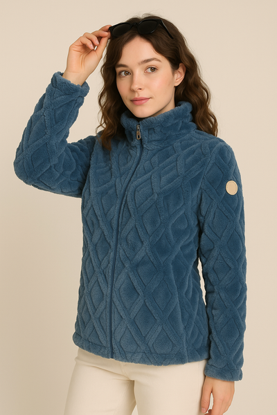 PILE DONNA BASILE ORSETTO ROMBI FULL ZIP TASCHE BEW162 – Abba