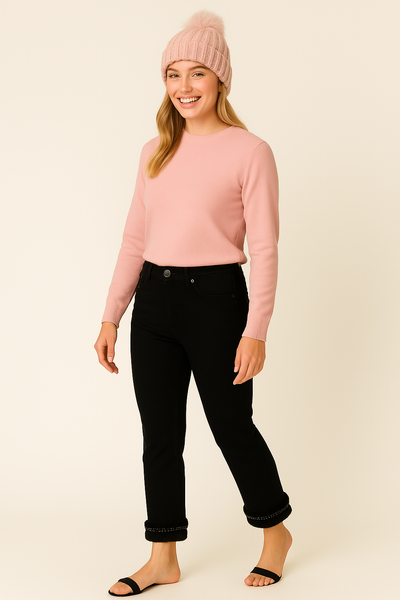 JEANS DONNA ZIPBOTTONE TASCHE TRE QUARTI STRETTO STRASS ECOPELLICCIA PASSANTI NERO MARCA EMANUELA COSTA ART. EC6627