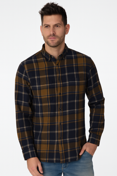 Camicia casual da uomo in flanella scozzese vestibilità Camicia casual da uomo in flanella scozzese vestibilità