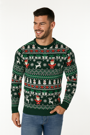 MAGLIONE UOMO COTONE GIROCOLLO POLSINI FASCIA NATALIZIO MARCA JULE ART.220RGA15