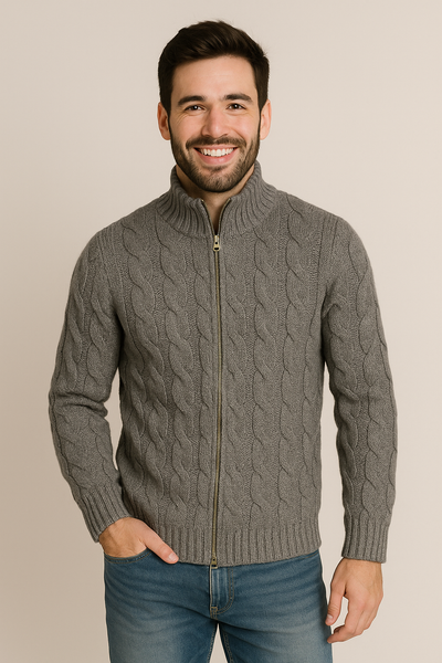 MAGLIONE UOMO RAGAZZO FULL ZIP TRECCE MARCA IL GRANCHIO ART. BOUNTY-FZ