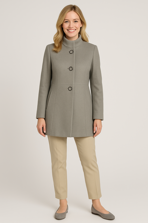 CAPPOTTO DONNA GRIFFAI COLLO PISTAGNA BOTTONI CLIP SPACCO TASCHE ART. 6052