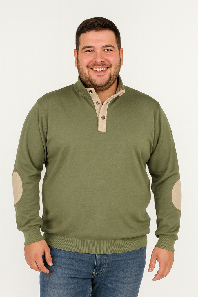 MAGLIONE UOMO CONFORMATO CALIBRATO MISTO COTONE TOPPE MARCA MAXFORT ART.FAG4203