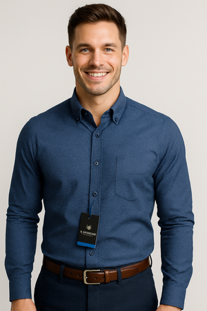 CAMICIA UOMO GRANCHIO VESTIBILITA REGOALRE BOTTONCINI TASCHINO PURO COTONE ART DIPLO MANICA LUNGA