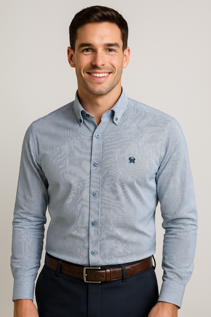 CAMICIA UOMO GRANCHIO VESTIBILITA REGOLARE PURO COTONE COLLO CON BOTTONCINI TASCHINO ART PONTE