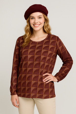 BLUSA DONNA ELISA CASTELLI FANTASIA GIROCOLLO GOCCIA BOTTONCINO SPACCHI TAGLIE OVER ART. 1520