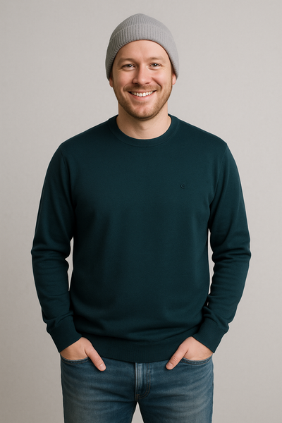 MAGLIONE UOMO COVERI TAGLIE OVER GIROCOLLO BASICO LOGO ART. OTR1765