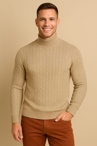 MAGLIONE UOMO ENRICO COVERI DOLCEVITA TRECCE LANA ART. EC136