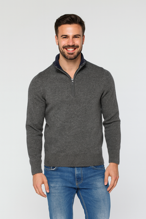 MAGLIONE UOMO MISTO LANA LUPETTO ZIP POLSINI FASCIA LISCIO MARCA CONSENSO ART. 8101223