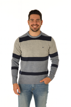 MAGLIONE UOMO RAGAZZO GIROCOLLO RIGHE MARCA GRANCHIO ART. GR1424