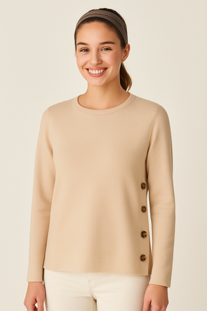 MAGLIONE DONNA RIVA TRICOT GIROCOLLO LANA BOTTONI ART. B315619
