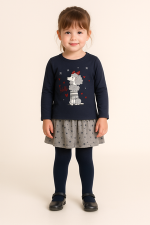 COMPLETO BAMBINA MAGLIA STAMPA GONNA TASCHE COLLANT LOSAN ART. 926 8004AA